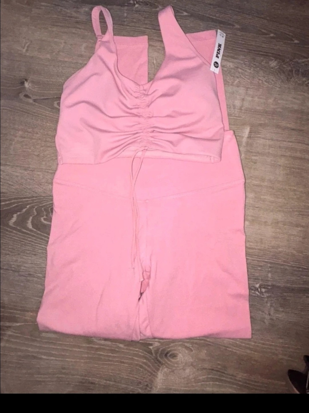 PINK Victoria's Secret Light Pink Active Tank & Ruched Sports Bra Set - Picture 2 of 9